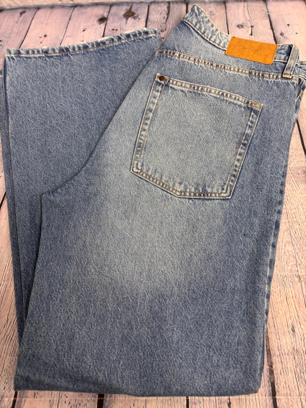 & Denim Wide Leg High Waist Boho Preppy Casual Classic Minimalist Jeans 14